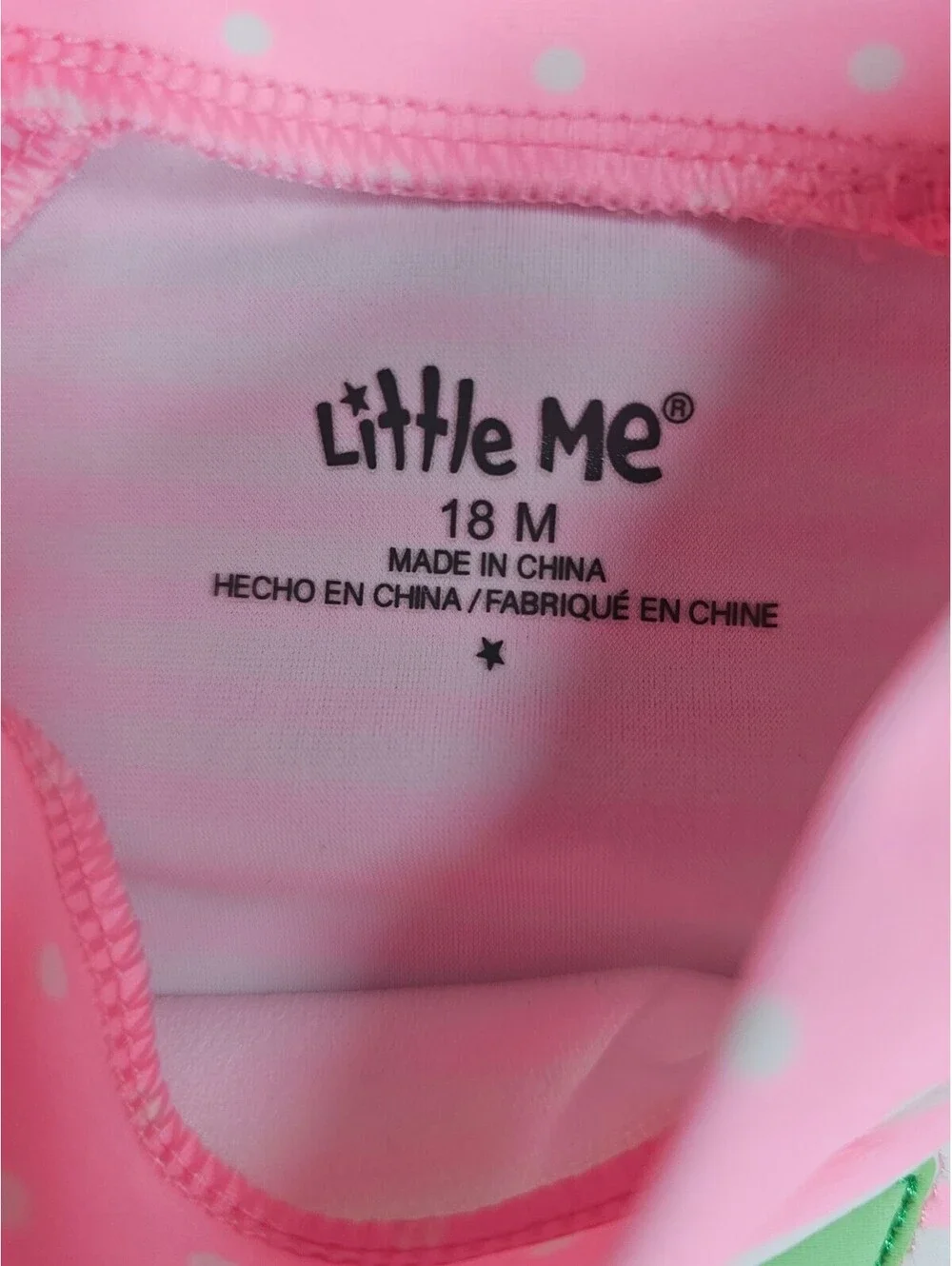 Little Me Pink Strawberry Long Sleeve Rash Guard- Size 18M.